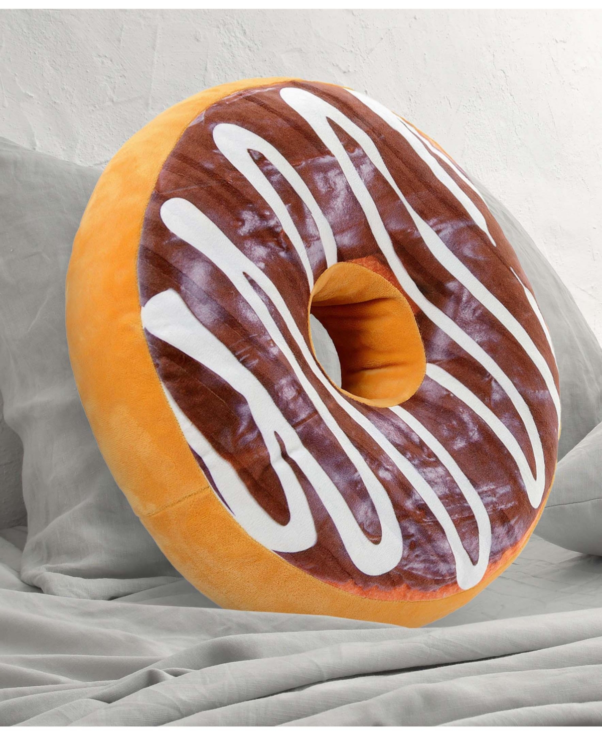 Cheer Collection Reversible Photoreal Donut Decorative Pillow, 16" Round
