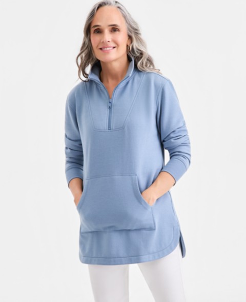 Женские Style & Co Women's LuxLounge Fleece Quarter-Zip Tunic Sweatshirt