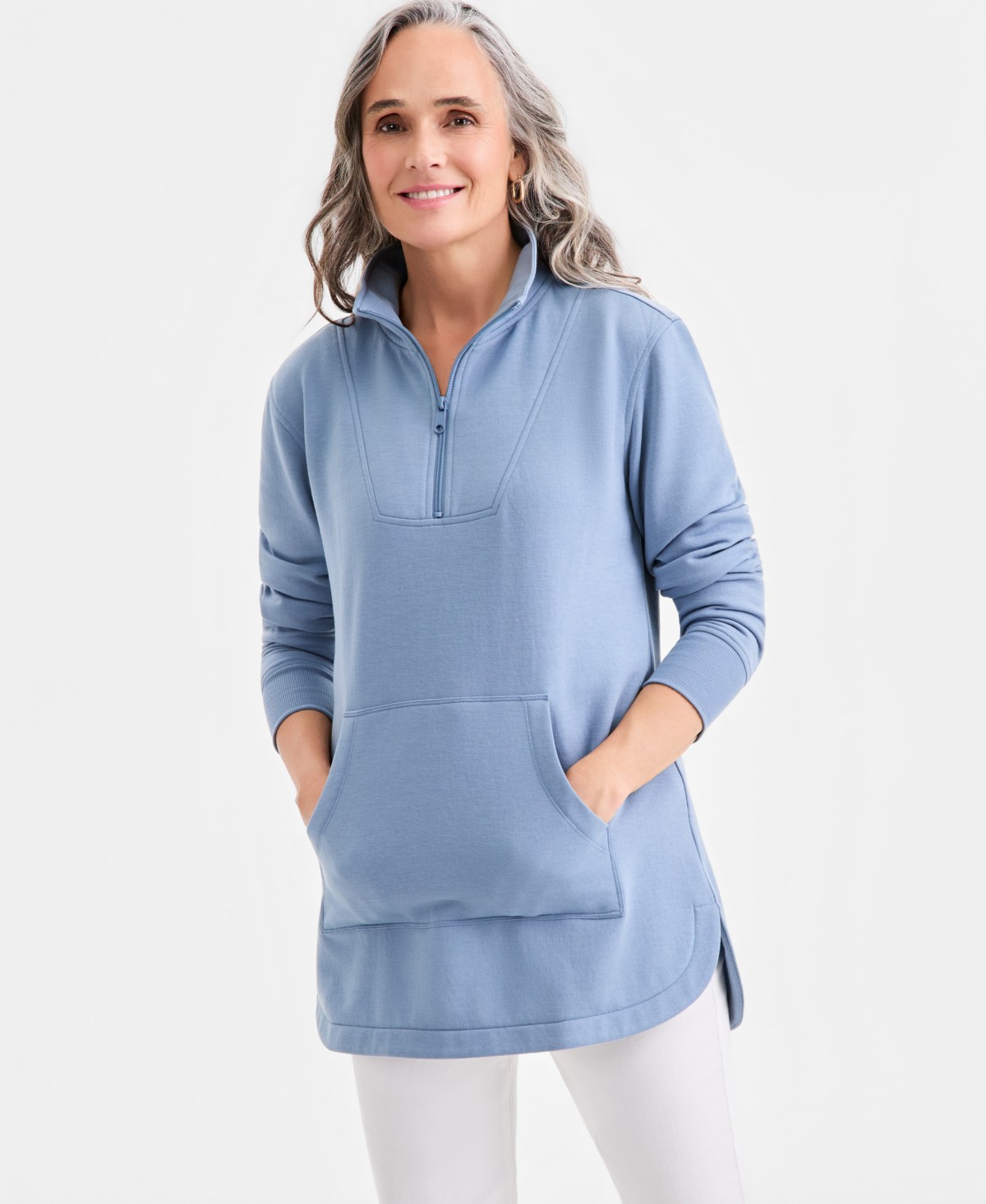 Женские Style & Co Women's LuxLounge Fleece Quarter-Zip Tunic Sweatshirt — фото 1