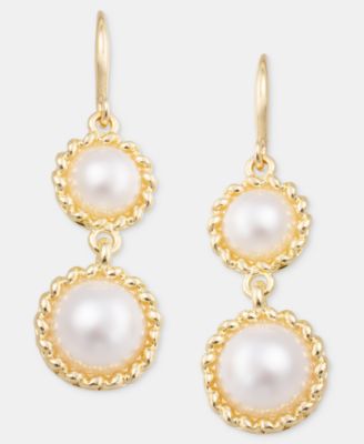 Imitation Pearl Double Drop Earrings