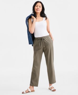 Women's Twill Straight-Leg Pull-On Pants