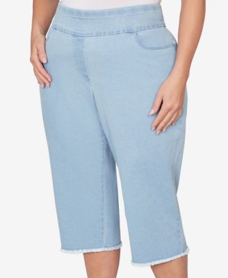 Plus Size Classic Stretch Stripe Clamdigger Capri Pants