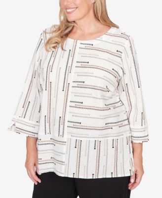 Plus Size Classic Spliced Jacquard Stripe Top