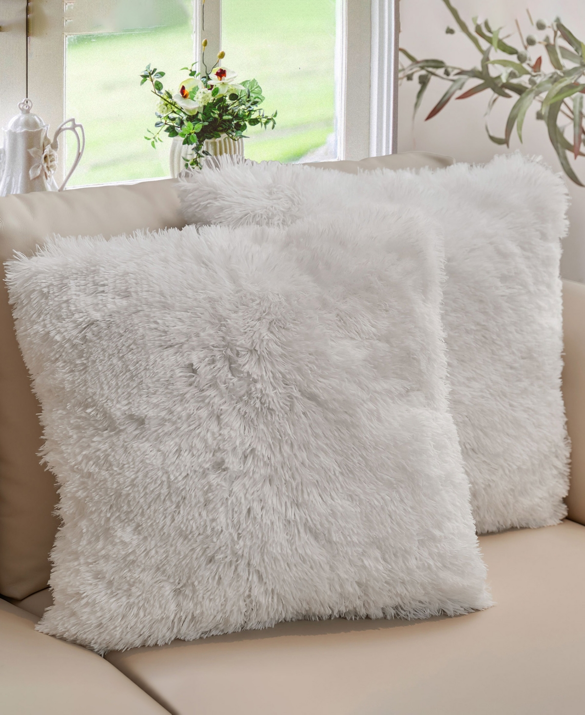 Cheer Collection Shaggy Decorative Pillow & Throw Set