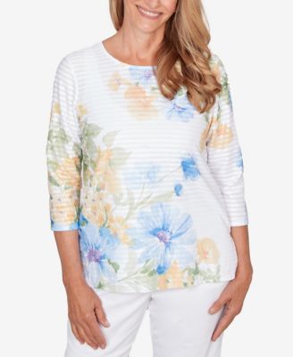 Women's Classic Placed Floral Stripe Top