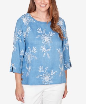 Women's Classic Tossed Floral Embroidered Top
