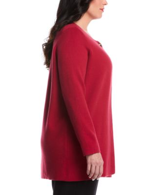 Plus Size Plus Size Turnlock Metal Closure Long Sleeve Cardigan