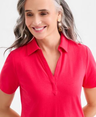 Women's Short-Sleeve Knit Polo Shirt