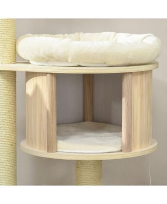 PawHut 3 Level Cat Tree Sisal Posts Badminton Toy Soft Cushions Play Areas