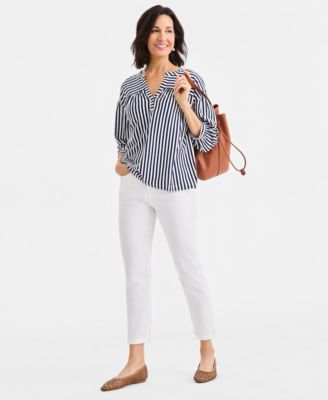 Women's Printed 3/4 Sleeve Split-Neck Top