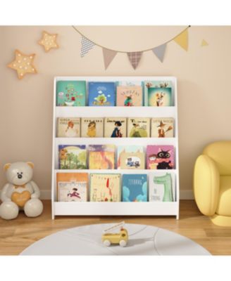 4-Tier Kids Bookshelf, Toddler Book Display Shelves, Helps Keep Bedrooms, Playrooms, and Classrooms Organized,White