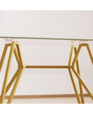 47.3" Rectangular Glass Dining Table - Gold