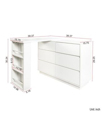 + L-Shaped Desk + Wood (or other material if specified) + Drawers & Storage Cabinet + Desk