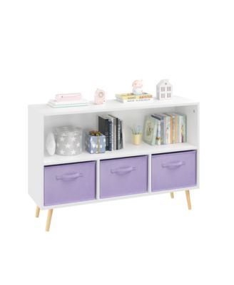  Kids Bookcase with Fabric Drawers - White/Purple