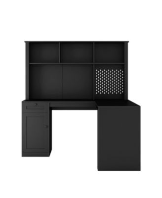 Streamdale L-Shaped Desk with Charger, Drawers, Bookshelf, Gaming Desk