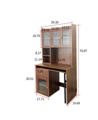 Streamdale Computer Desk with Hutch, Rotating Desktop, Large Workspace