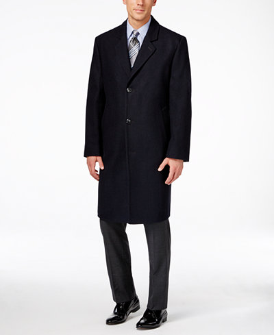 London Fog Big and Tall Signature Wool-Blend Overcoat
