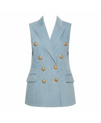Women's Blue Denim Double Breasted Mini Dress