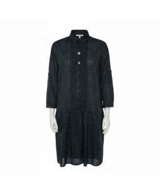 Women's Checkered Cotton Pintuck Detail Shift Dress