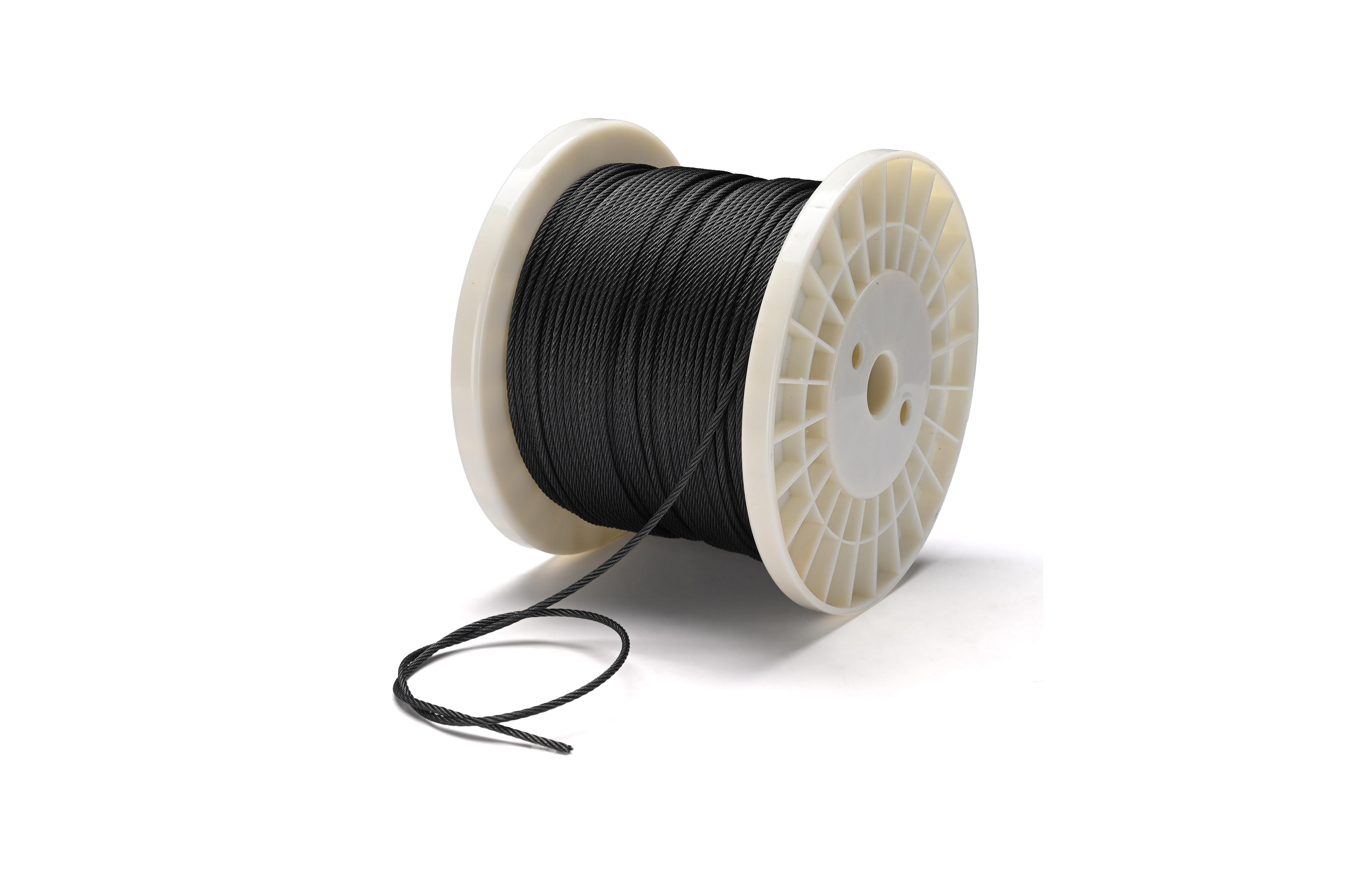 Yescom 500-ft 1/8" T316 Stainless Steel Cable 7x7 Wire Rope for Deck Railing - Black