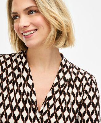 Women's Printed 3/4 Sleeve V-Neck Knit Top