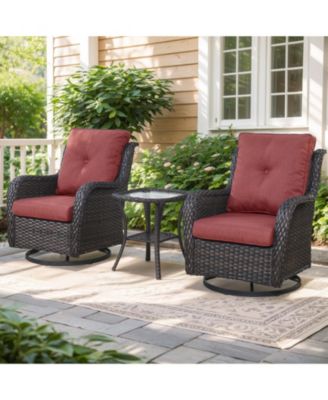 ArcLine Wicker Swivel Glider Outdoor Rocking Chair with CushionGuard Olefin Cushion and Side Table (3-Piece