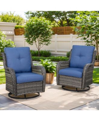 ArcLine Wicker Swivel Glider Outdoor Rocking Chair with CushionGuard Olefin Cushion and Side Table (3-Piece