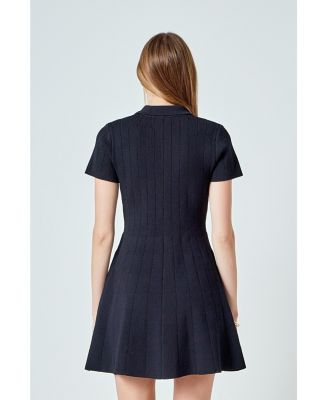 Women's Jewel Buttoned Knit Mini Dress