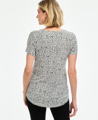 Women's Printed 3/4 Sleeve V-Neck Knit Top
