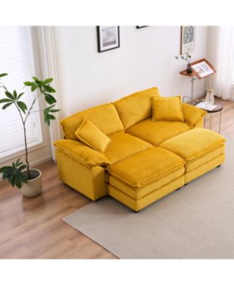 + 2-Seat + Corduroy + With Pillows & Ottomans + Sofa