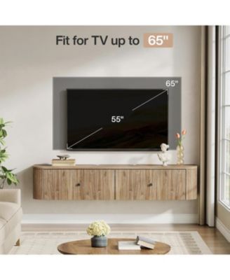 Floating TV Stand Wall Mounted, with 2 Fluted Drawers
