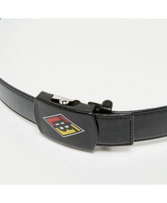 Men's Black Coated Canvas And Leather Tb Logo Plague Belt