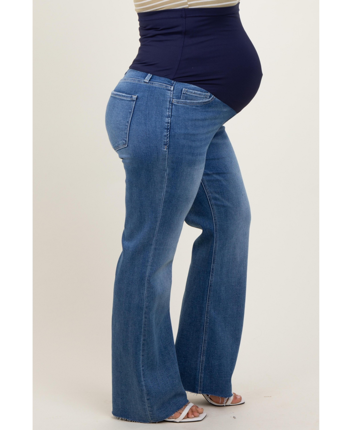 Pinkblush Maternity Blue Raw Cut Hem Flare Leg Leg Jeans