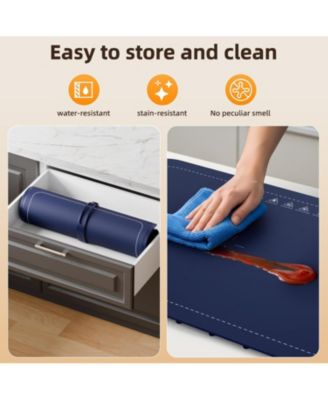 Warming Mat for Food, 3-Temp Electric Warmer (140/176/212°F), 250W Low Energy, Auto Shut-Off & Child Safety Lock, Portable Roll-Up Silicone