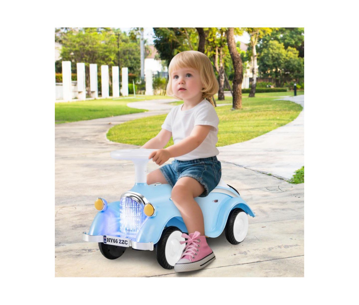 Детская игрушка HONGGE Toddler Ride On Sliding Car with Horn and LED Headlight, цвет: Синий — фото 5