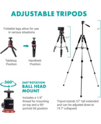 iVlogger-PRO Wireless Vlogging Kit for iPhone/Android with Dual Wireless Mics, RGB Light, Fullsize Tripod + More