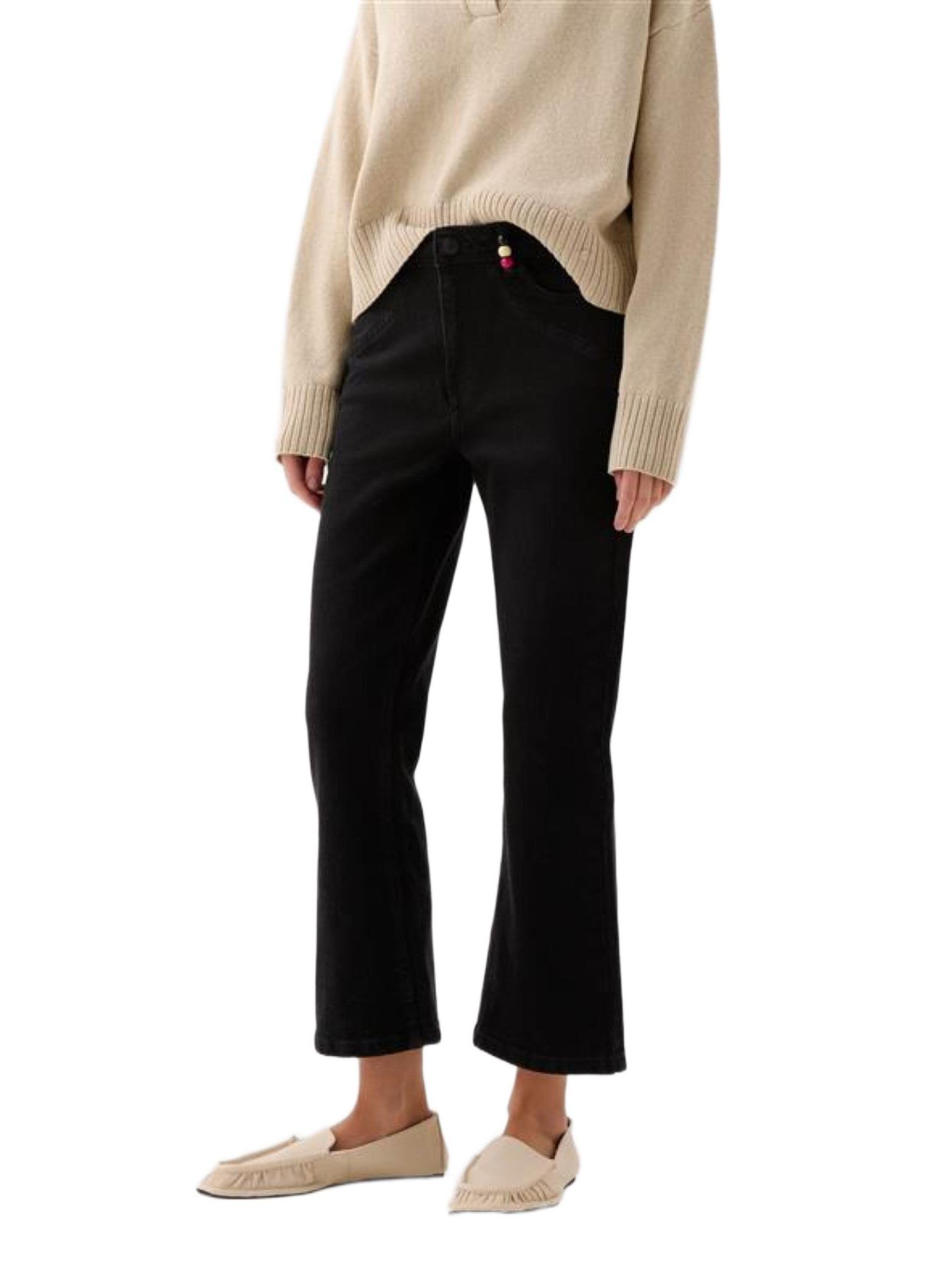 Women's Ankle Beads Denim Pant