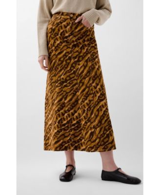 Women's Print Flare Denim Skirt