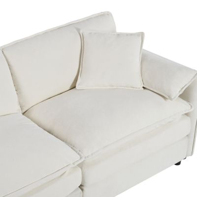 Streamdale Oversized Cloud Sectional Sofa Sleeper w/ Ottomans & Pillows - Beige