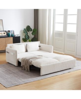 64.5" 3-in-1 Sleeper Sofa with Pullout Bed, Pillows, Pockets