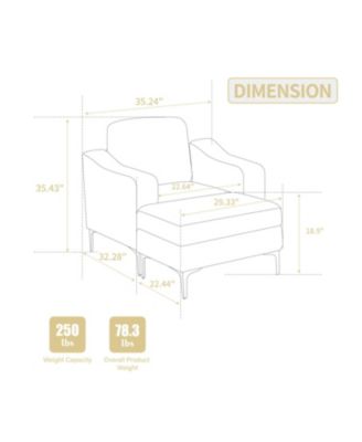 Convertible Corduroy Sectional Sofa with Ottoman - Gray
