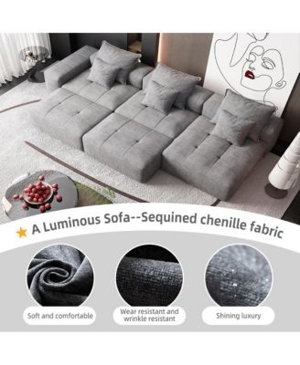 Streamdale Modern Chenille Sectional Sofa with Pillows