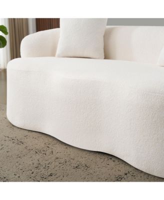 Cream Curved Loveseat Sofa with Pillows - Small Space