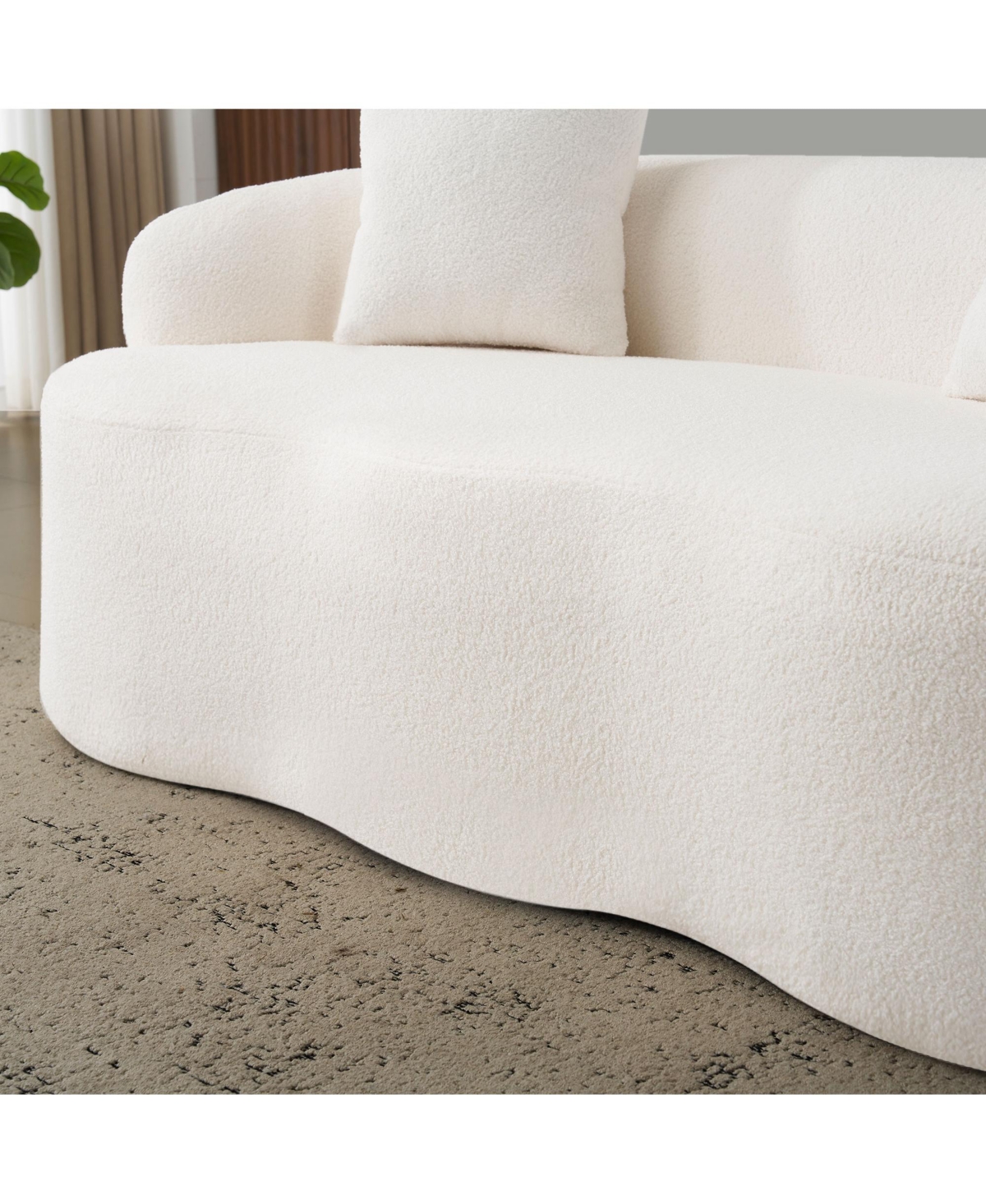 Streamdale Furniture Cream Curved Loveseat Sofa with Pillows - Small Space