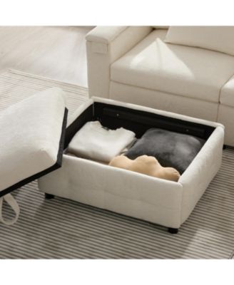 Modular Sectional Sofa Bed- Flip Table, Lamp, Ports, Ottoman, Tufted, 6 Pillows