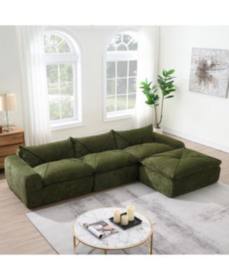 116" Fully Compressed Sofa, High Density Foam, No Assembly, Chenille