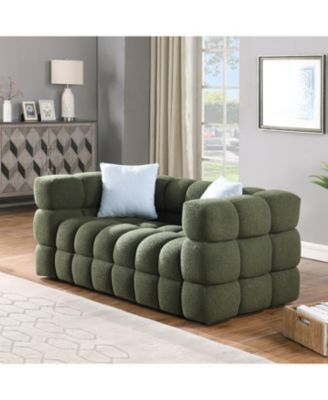 Olive Green Boucle 2-Seater Sofa