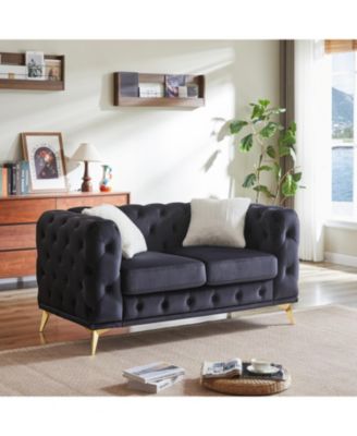 Streamdale Deluxe Velvet Chesterfield Sofa with Tufted Buttons, 2 Pillows