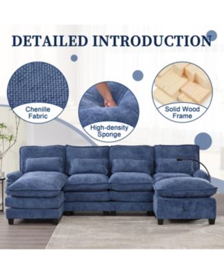 Streamdale 106" U-Shape Sectional Sofa Cloud Couch, Chenille, Ottoman & Pillows