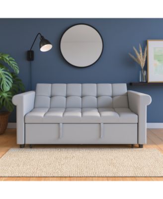Streamdale Velvet Loveseat Sofa Bed - Gray Pull-Out Sleeper Couch